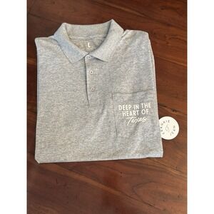 Frankie Jean "Deep In The Heart Of Texas" Gray Men's Polo Size Large